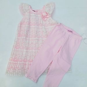 NANNETTE BABY • pink lace dress and leggings 24mo